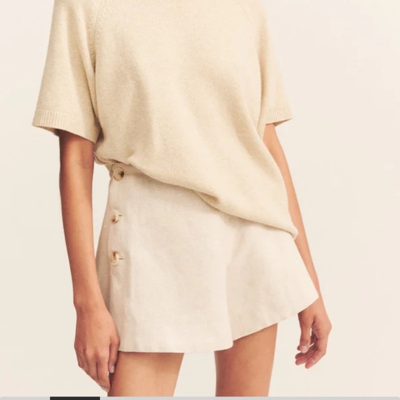 Shona Joy 100 % linen Elliot Short Womens 8 in Parchment - Picture 1 of 14